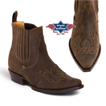 Short Leather Cowboy Boots - Brown - Str. 44